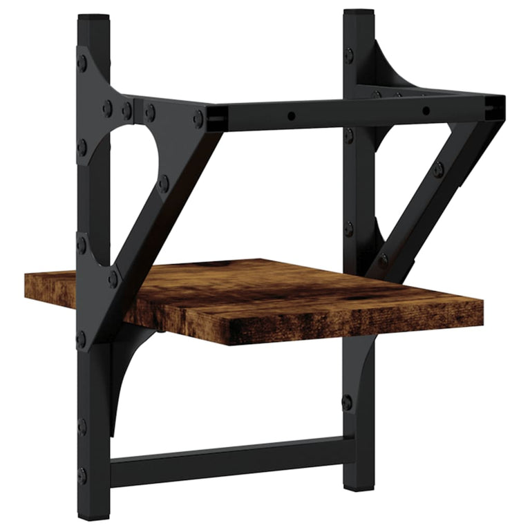 Wandschappen met stangen 2 st 20x25x30 cm gerookt eikenkleurig MeubelReus