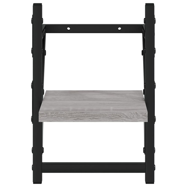 Wandschappen met stangen 2 st 20x25x30 cm grijs sonoma eiken