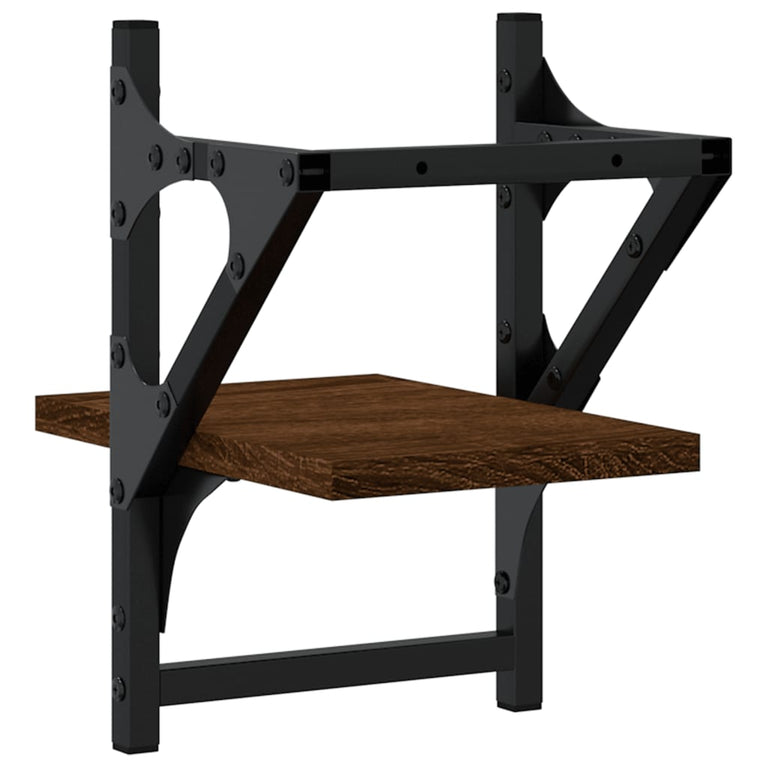 Wandschappen met stangen 2 st 20x25x30 cm bruin eikenkleur MeubelReus