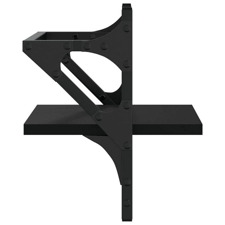 Wandschappen met stangen 2 st 30x25x30 cm zwart MeubelReus