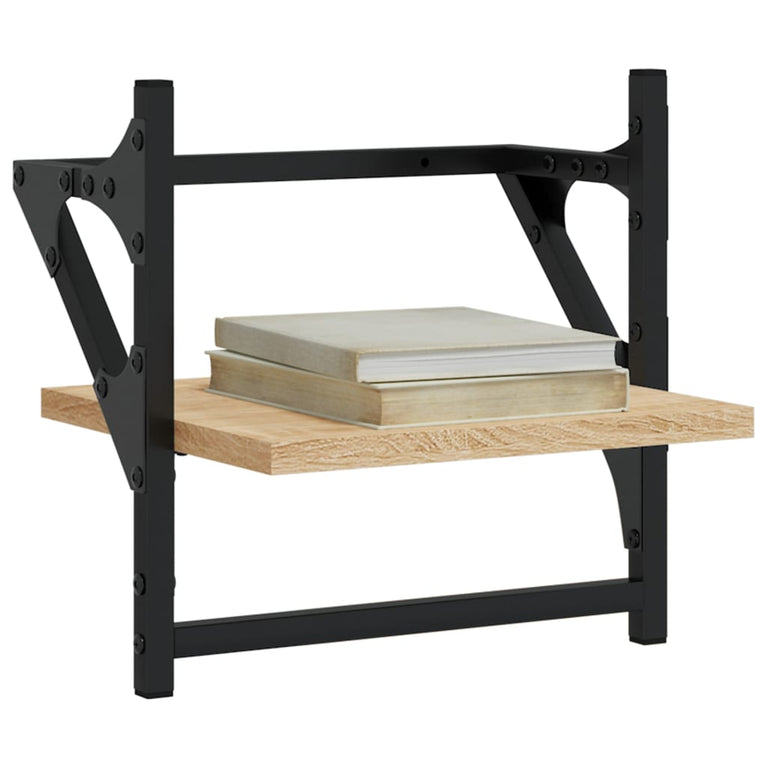 Wandschappen met stangen 2 st 30x25x30 cm sonoma eikenkleurig MeubelReus