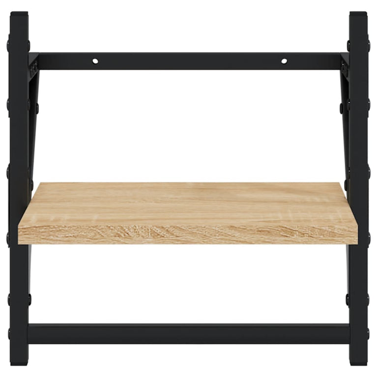 Wandschappen met stangen 2 st 30x25x30 cm sonoma eikenkleurig MeubelReus