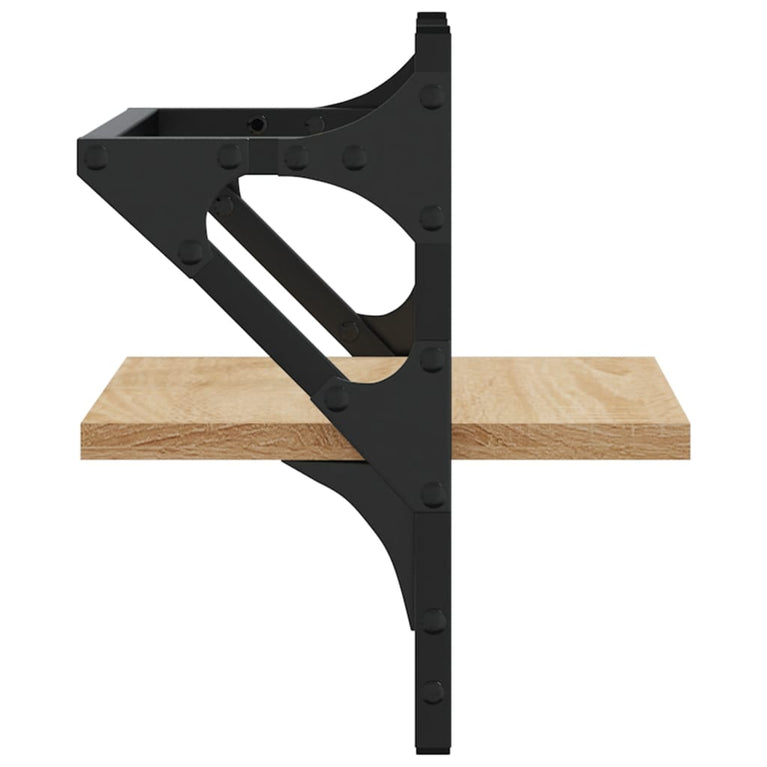 Wandschappen met stangen 2 st 30x25x30 cm sonoma eikenkleurig MeubelReus