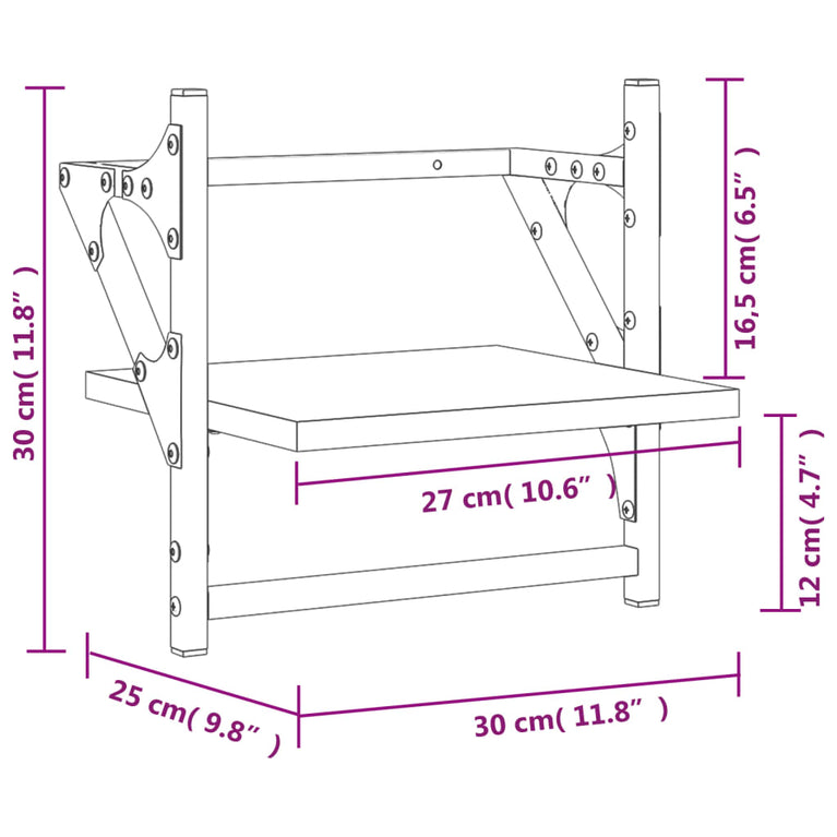 Wandschappen met stangen 2 st 30x25x30 cm sonoma eikenkleurig MeubelReus