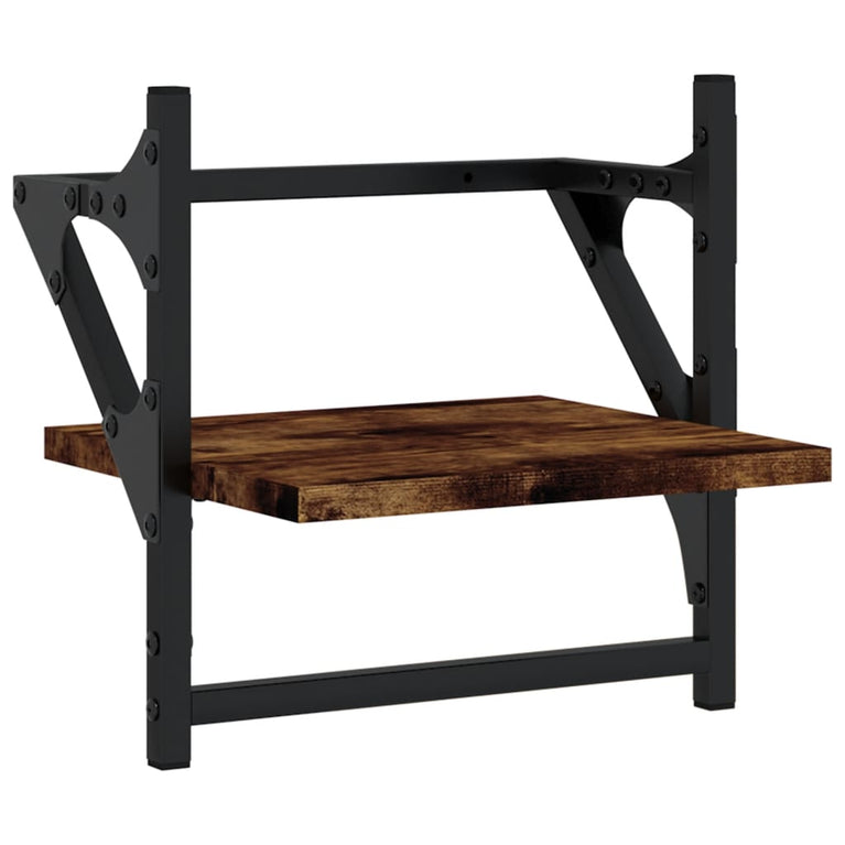 Wandschappen met stangen 2 st 30x25x30 cm gerookt eikenkleurig MeubelReus