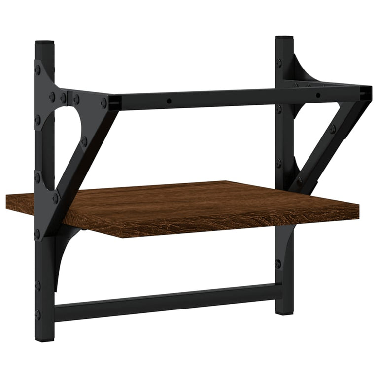 Wandschappen met stangen 2 st 30x25x30 cm bruin eikenkleur MeubelReus