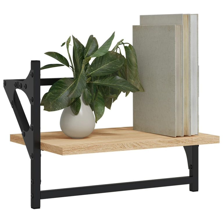 Wandschappen met stangen 2 st 40x25x30 cm sonoma eikenkleurig MeubelReus