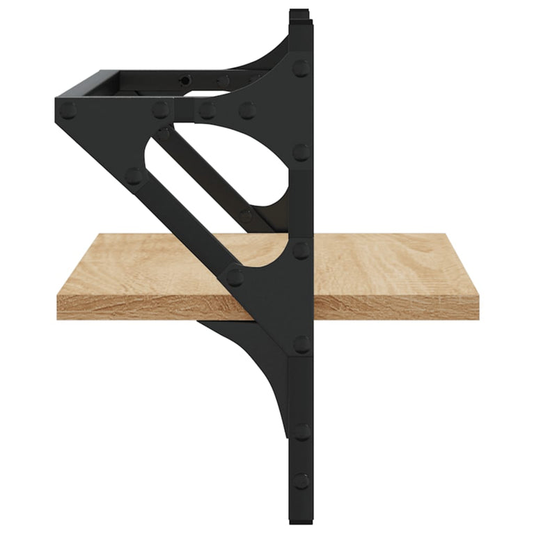 Wandschappen met stangen 2 st 40x25x30 cm sonoma eikenkleurig MeubelReus