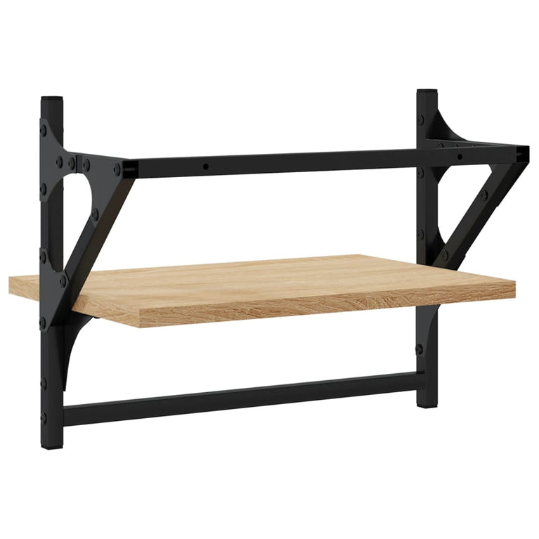 Wandschappen met stangen 2 st 40x25x30 cm sonoma eikenkleurig MeubelReus