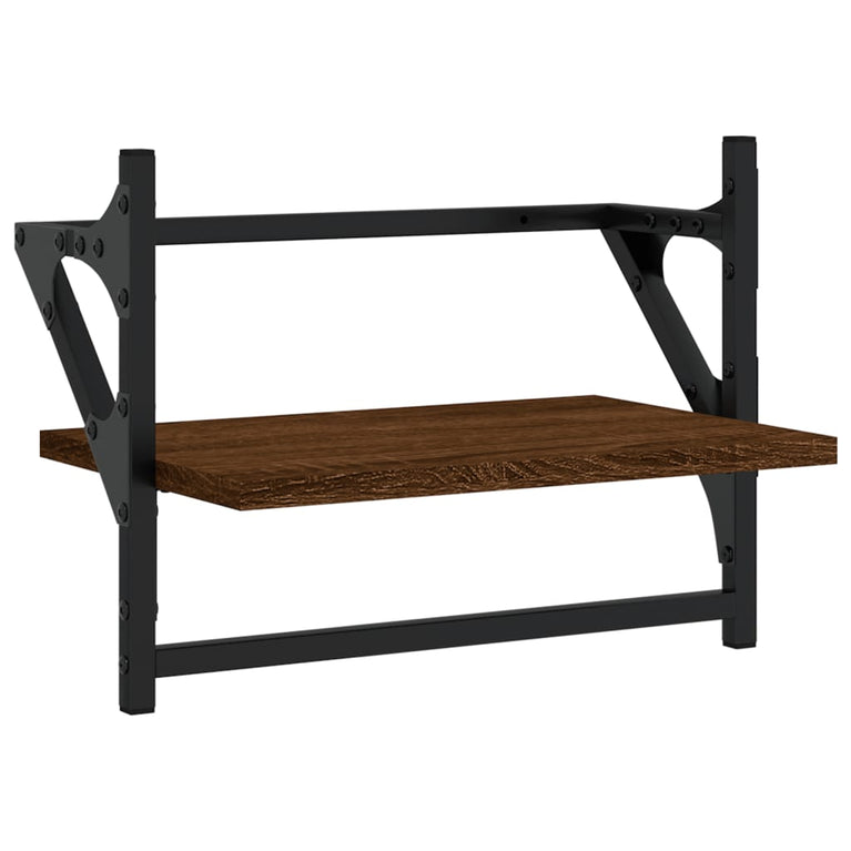 Wandschappen met stangen 2 st 40x25x30 cm bruin eikenkleur MeubelReus