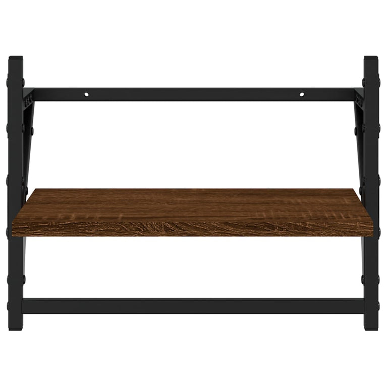 Wandschappen met stangen 2 st 40x25x30 cm bruin eikenkleur MeubelReus