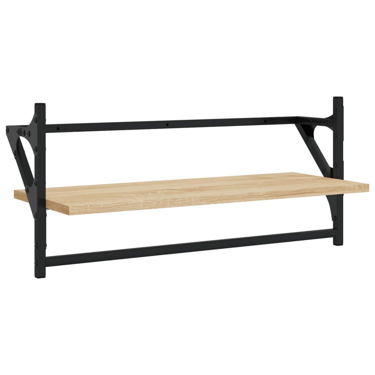 Wandschappen met stangen 2 st 65x25x30 cm sonoma eikenkleurig MeubelReus