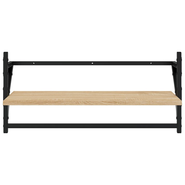Wandschappen met stangen 2 st 65x25x30 cm sonoma eikenkleurig MeubelReus