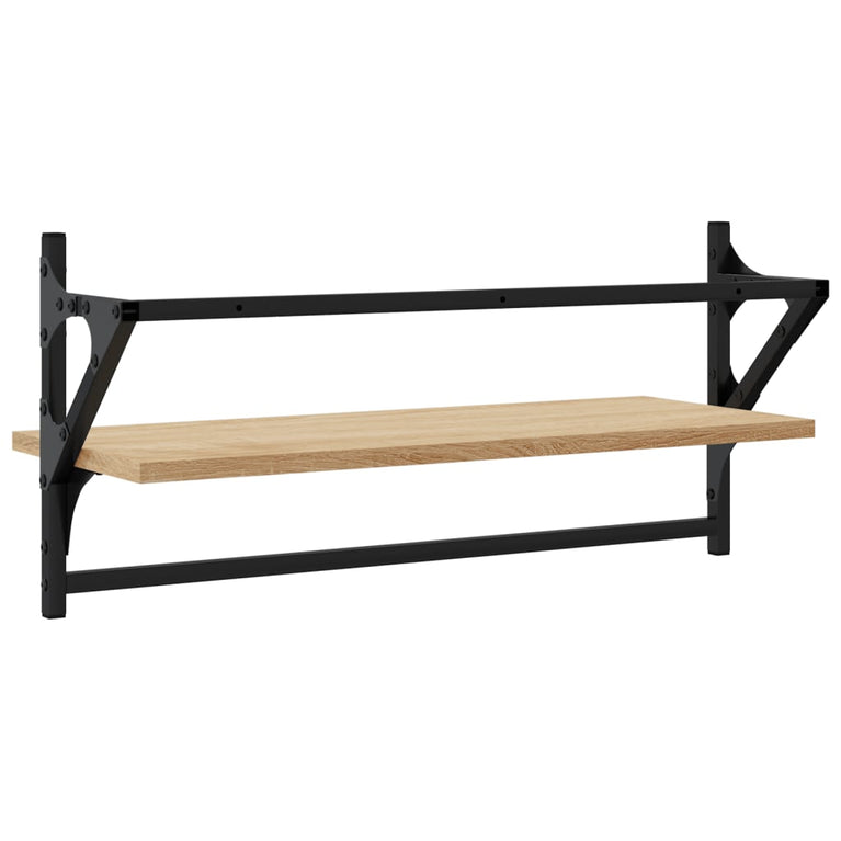 Wandschappen met stangen 2 st 65x25x30 cm sonoma eikenkleurig MeubelReus