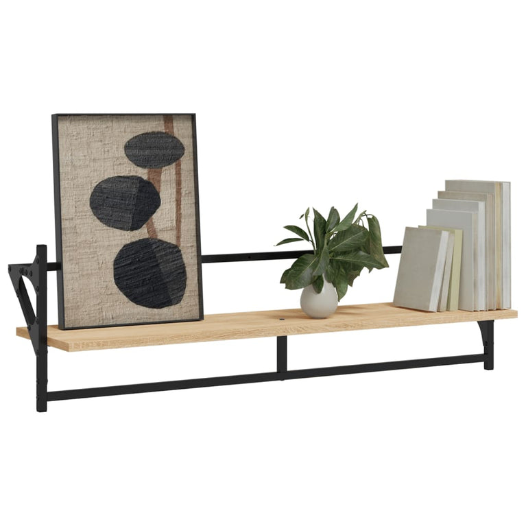 Wandschappen met stangen 2 st 100x25x30 cm sonoma eikenkleurig MeubelReus