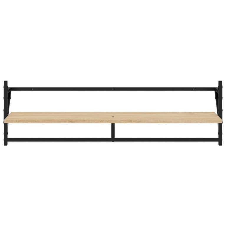 Wandschappen met stangen 2 st 100x25x30 cm sonoma eikenkleurig MeubelReus