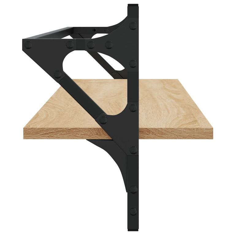 Wandschappen met stangen 2 st 100x25x30 cm sonoma eikenkleurig MeubelReus