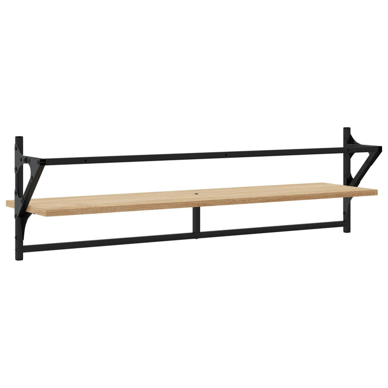 Wandschappen met stangen 2 st 100x25x30 cm sonoma eikenkleurig MeubelReus