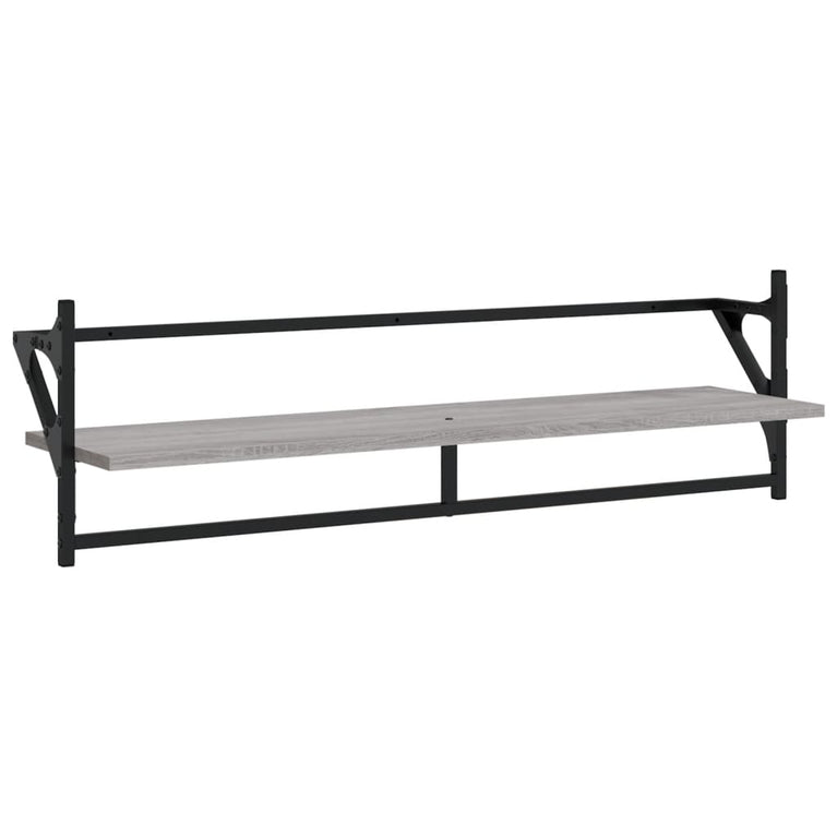 Wandschappen met stangen 2 st 100x25x30 cm grijs sonoma eiken MeubelReus