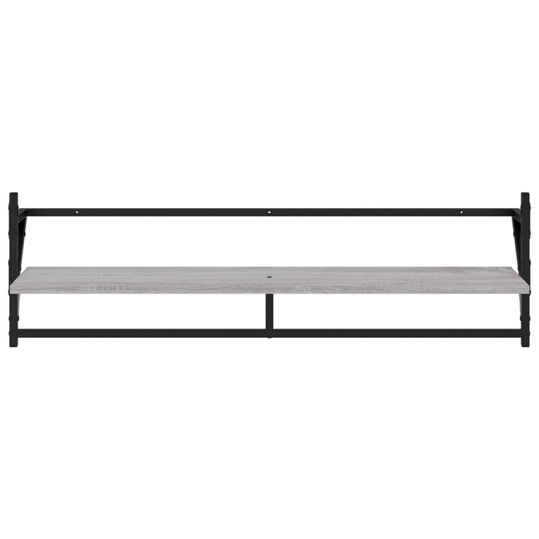 Wandschappen met stangen 2 st 100x25x30 cm grijs sonoma eiken MeubelReus