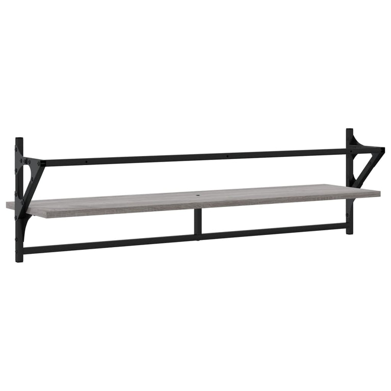 Wandschappen met stangen 2 st 100x25x30 cm grijs sonoma eiken MeubelReus