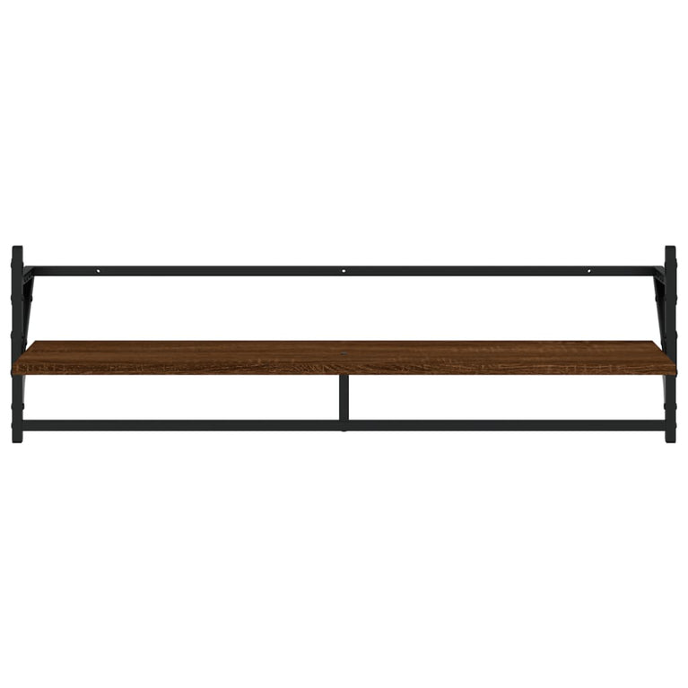 Wandschappen met stangen 2 st 100x25x30 cm bruin eikenkleur MeubelReus