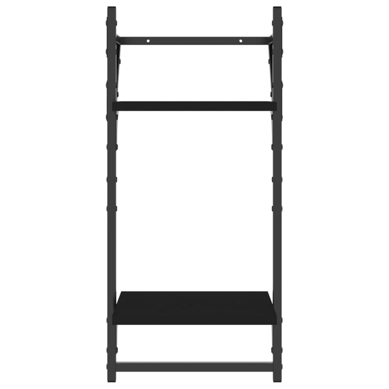 Wandschappen 2-laags met stangen 2 st 30x25x65 cm zwart MeubelReus