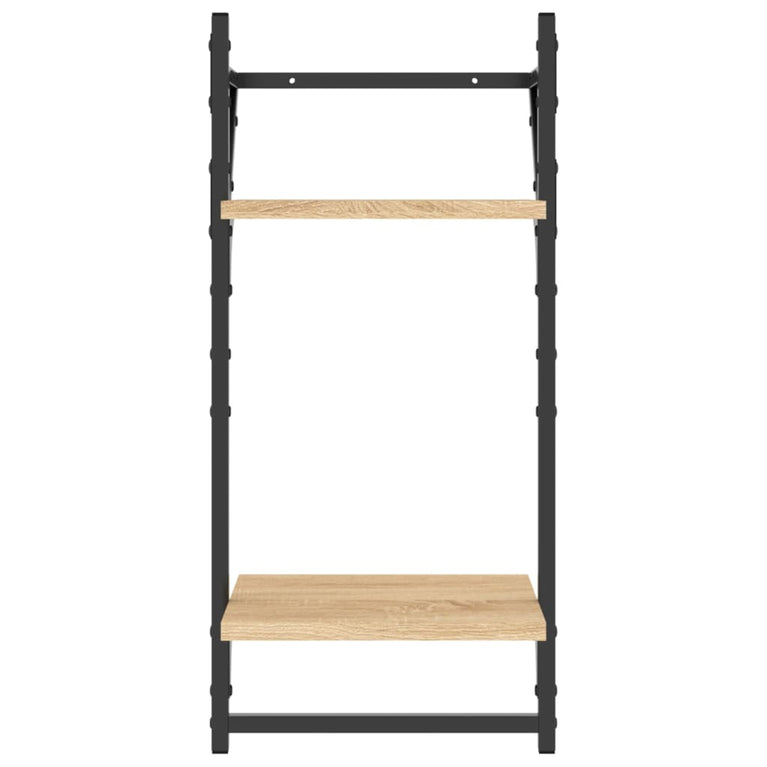 Wandschappen 2-laags met stangen 2 st 30x25x65 cm sonoma eiken MeubelReus