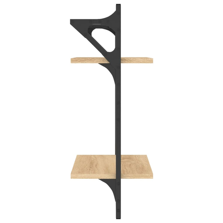 Wandschappen 2-laags met stangen 2 st 30x25x65 cm sonoma eiken MeubelReus