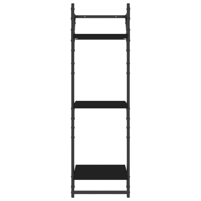 Wandschappen 3-laags met stangen 2 st 30x25x100 cm zwart MeubelReus