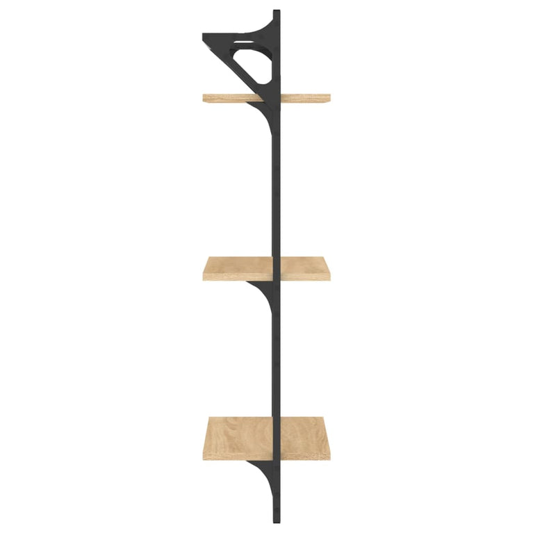 Wandschappen 3-laags met stangen 2 st 30x25x100 cm sonoma eiken MeubelReus
