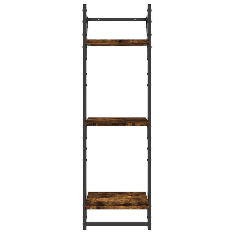 Wandschappen 3-laags stangen 2 st 30x25x100 cm gerookt eiken MeubelReus