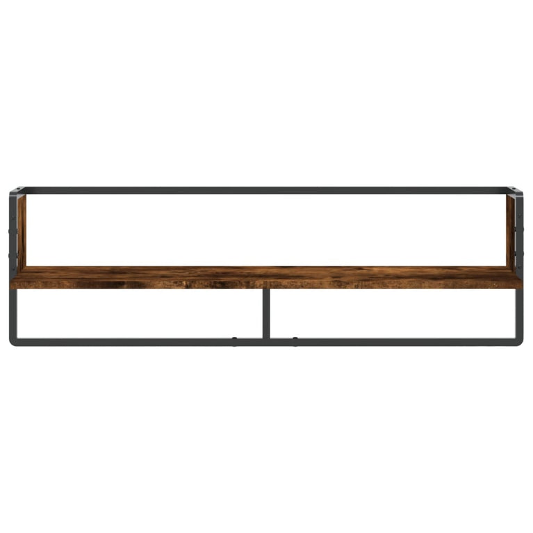 Wandschap met stang 100x25x30 cm gerookt eikenkleurig MeubelReus