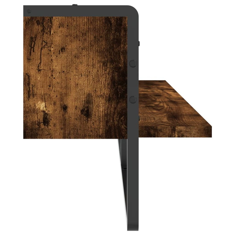 Wandschap met stang 100x25x30 cm gerookt eikenkleurig MeubelReus