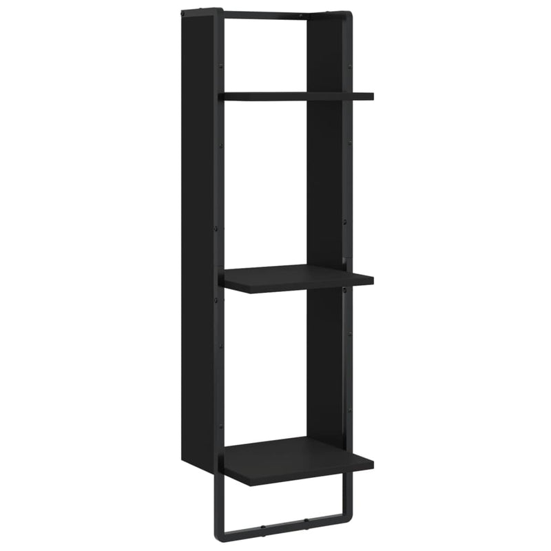Wandrek 3-laags 30x25x100 cm bewerkt hout zwart MeubelReus