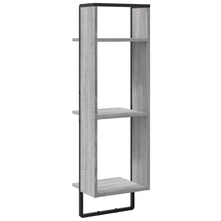 Wandrek 3-laags 30x25x100 cm bewerkt hout grijs sonoma eiken MeubelReus