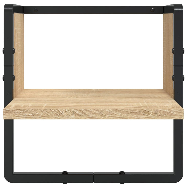6-delige Wandschappenset met stangen bewerkt hout sonoma eiken