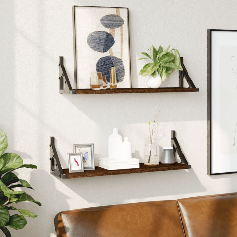 Wandschappen 2 st 60x15x15,5 cm bruin eikenkleur MeubelReus