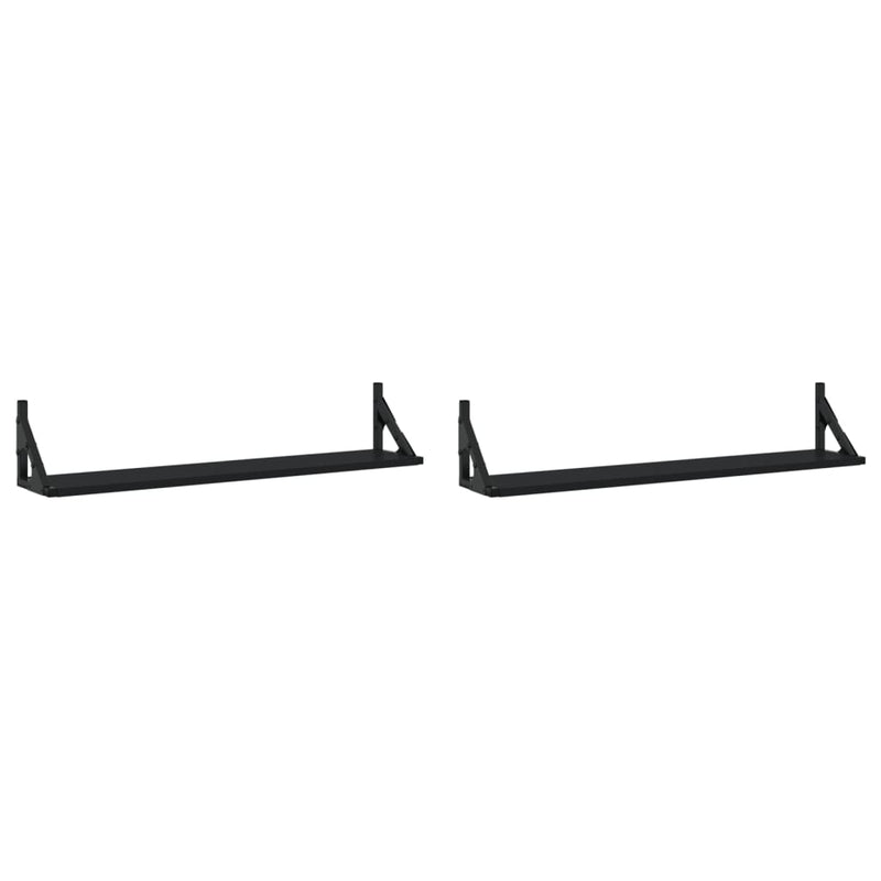 Wandschappen 2 st 80x15x15,5 cm bewerkt hout zwart MeubelReus