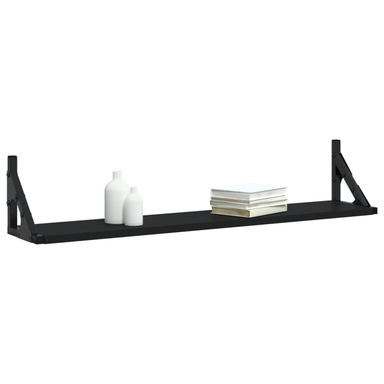Wandschappen 2 st 80x15x15,5 cm bewerkt hout zwart MeubelReus