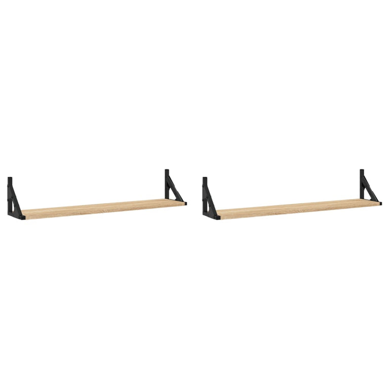 Wandschappen 2 st 80x15x15,5 cm bewerkt hout sonoma eikenkleur MeubelReus