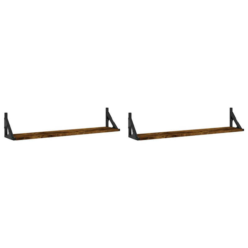 Wandschappen 2 st 80x15x15,5 cm bewerkt hout gerookt eiken MeubelReus