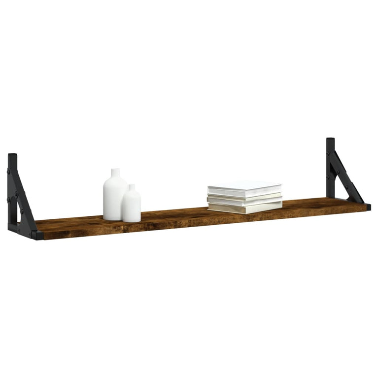 Wandschappen 2 st 80x15x15,5 cm bewerkt hout gerookt eiken MeubelReus
