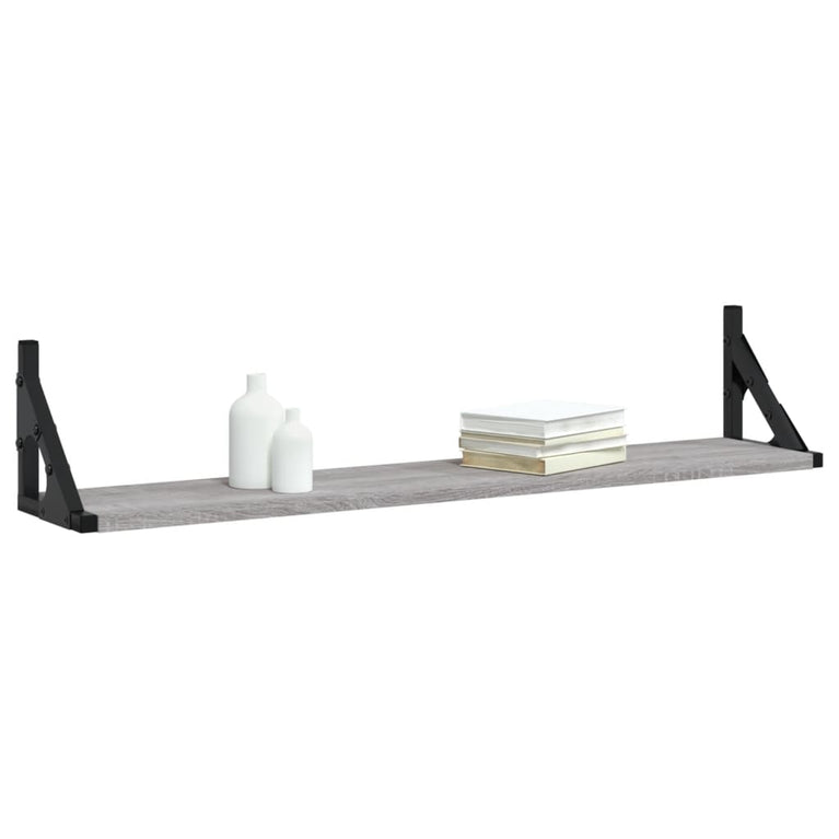 Wandschappen 2 st 80x15x15,5 cm bewerkt hout grijs sonoma eiken MeubelReus