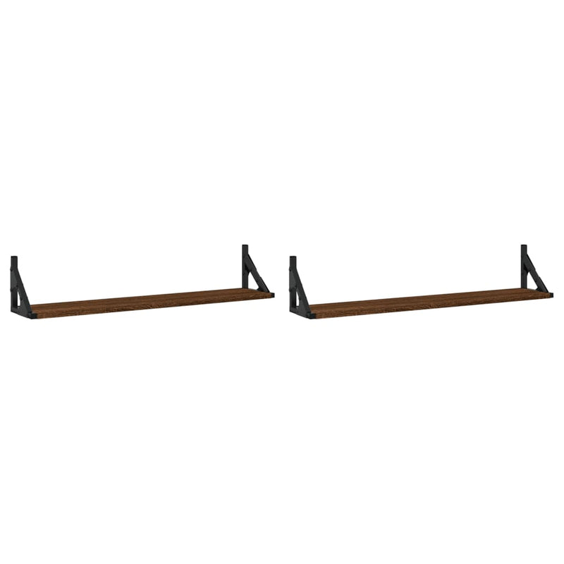 Wandschappen 2 st 80x15x15,5 cm bewerkt hout bruin eikenkleur MeubelReus