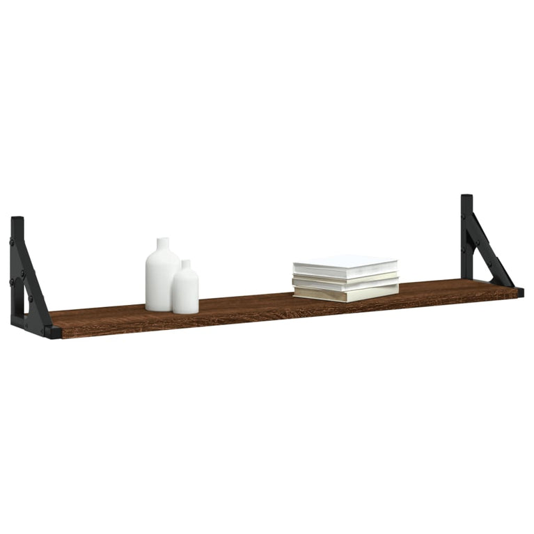 Wandschappen 2 st 80x15x15,5 cm bewerkt hout bruin eikenkleur MeubelReus