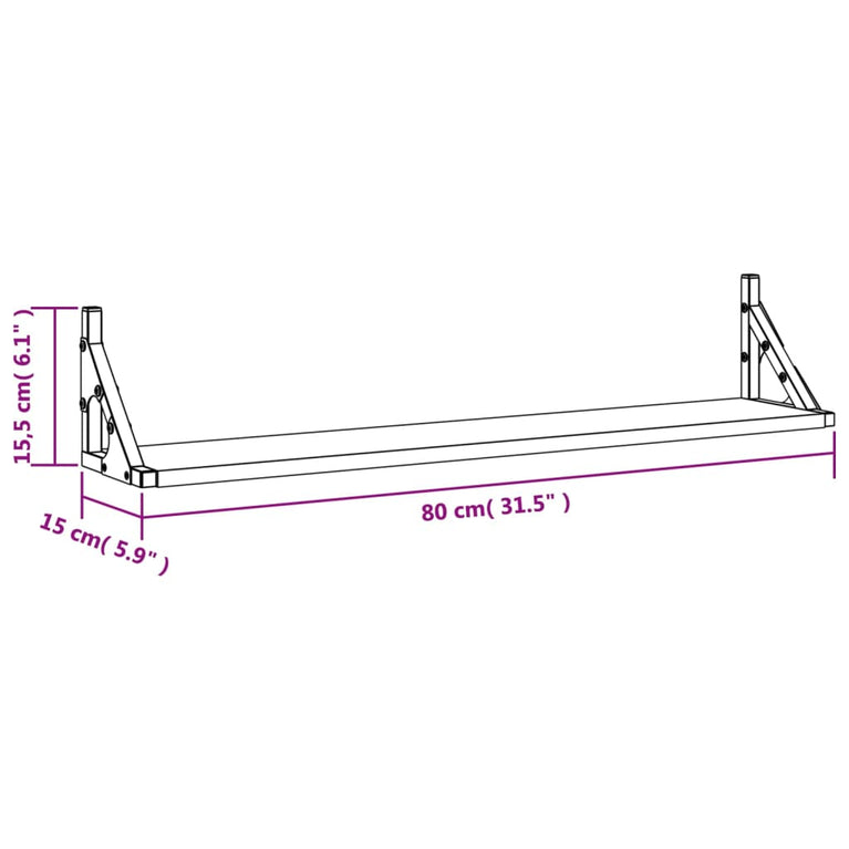 Wandschappen 2 st 80x15x15,5 cm bewerkt hout bruin eikenkleur MeubelReus