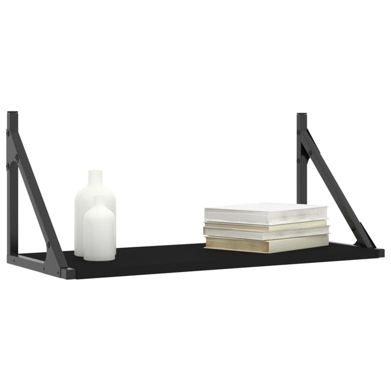 Wandschappen 2 st 60x25x25,5 cm bewerkt hout zwart MeubelReus