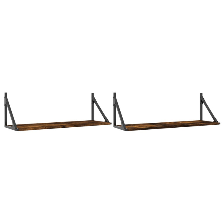 Wandschappen 2 st 80x25x25,5 cm bewerkt hout gerookt eikenkleur MeubelReus