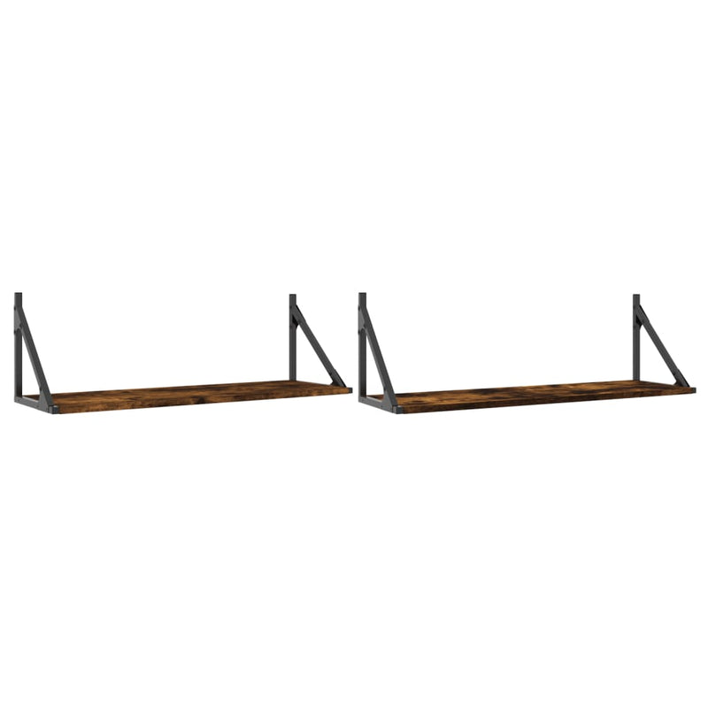 Wandschappen 2 st 80x25x25,5 cm bewerkt hout gerookt eikenkleur MeubelReus